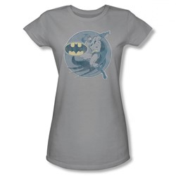 Dc Comics - Womens Retro Batman Iron On T-Shirt In Silver