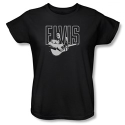 Elvis Presley - Womens White Glow T-Shirt In Black