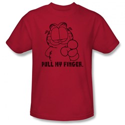 Garfield - Mens Pull My Finger T-Shirt In Cardinal