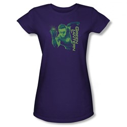 Green Lantern - Womens Up Close(Movie) T-Shirt In Purple