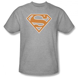 Superman - Mens Burnt Orange&White Shield T-Shirt In Heather