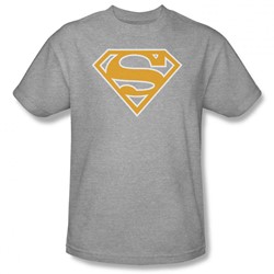 Superman - Mens Lt Orange & White Shield T-Shirt In Heather
