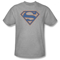 Superman - Mens Blue & Orange Shield T-Shirt In Heather