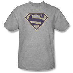 Superman - Mens Navy & Gold Shield T-Shirt In Heather
