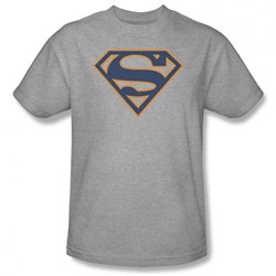 Superman - Mens Navy & Orange Shield T-Shirt In Heather