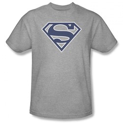 Superman - Mens Navy & White Shield T-Shirt In Heather