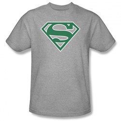 Superman - Mens Green & White Shield T-Shirt In Heather