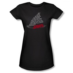 Jaws - Womens Dorsal Text T-Shirt In Black