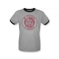 Saved By The Bell - Mens Tigers Ringer T-Shirt In Heather/Black