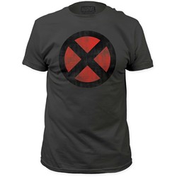 X-Men - Mens Logo Fitted Jersey T-Shirt In Charcoal