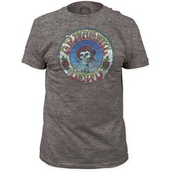 Grateful Dead - Mens Skull And Roses Distressed Fitted Tri-Blend T-Shirt