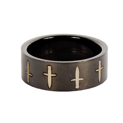 Dagger Design Stainless Steel Blackline Ring by BodyPUNKS