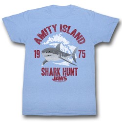 Jaws - Mens Shark Hunt T-Shirt in Light Blue Heather