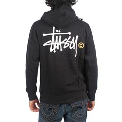 stussy black zip hoodie