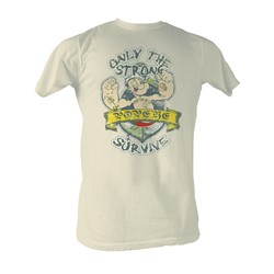 Popeye - Only The Strong Mens T-Shirt In Dirty White