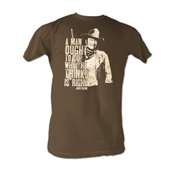 John Wayne - Think Right Mens T-Shirt In Coffee