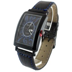 Da Vanci Black Leather Band With Blue Numbers Watch