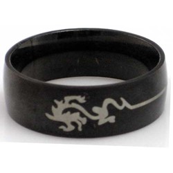 Blackline Dragon Design Stainless Steel Ring by BodyPUNKS (RBS-022)