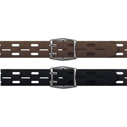 Leather Double Cut Belt with 2 Clips in Black