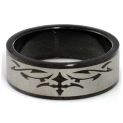Blackline Tribal Design Stainless Steel Ring by BodyPUNKS (RBS-010)