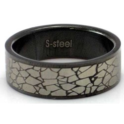 Blackline Shattered Design Stainless Steel Ring by BodyPUNKS (RBS-003)