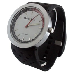 Versales Black Rubber Band / Silver Face Watch