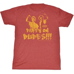 Bill And Ted - Mens Party On Fade T-Shirt In Red Heather