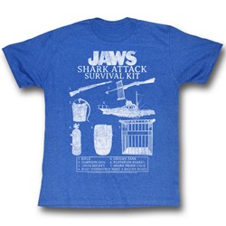 Jaws - Mens Survival Kit 2 T-Shirt in Sea Blue Heather