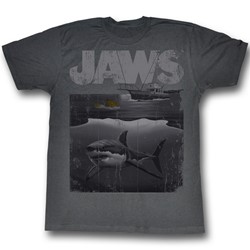 Jaws - Mens Shark Boat T-Shirt in Charcoal
