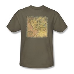 Lord Of The Rings - Middle Earth Map Adult Short Sleeve T-Shirt In Safari Green