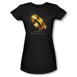 Lord Of The Rings - One Ring Jrs Sheer Cap Sleeve T-Shirt In Black