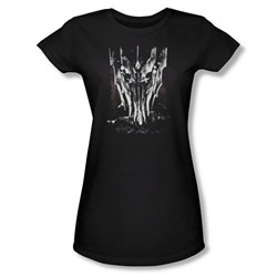 Lord Of The Rings - Big Sauron Head Jrs Sheer Cap Sleeve T-Shirt In Black