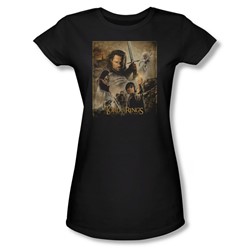 Lord Of The Rings - Rotk Poster Jrs Sheer Cap Sleeve T-Shirt In Black