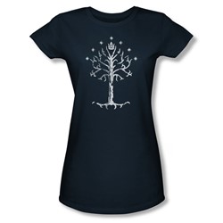 Lord Of The Rings - Tree Of Gondor Jrs Sheer Cap Sleeve T-Shirt In Navy