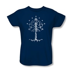 Lord Of The Rings - Tree Of Gondor Womens Short Sleeve T-Shirt In Navy