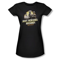 Abbott & Costello - Womens Horsing Around T-Shirt In Black