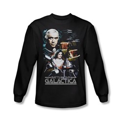 Battlestar Galactica - Mens 35Th Anniversary Collage Long Sleeve Shirt In Black
