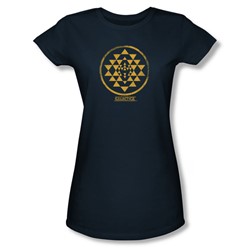 Battlestar Galactica - Womens Gold Squadron Patch T-Shirt In Navy