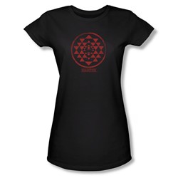 Battlestar Galactica - Womens Red Squadron Patch T-Shirt In Black