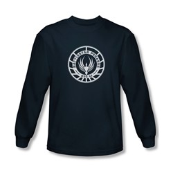Battlestar Galactica - Mens Pegasus Badge Long Sleeve Shirt In Navy