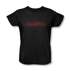 Battlestar Galactica - Womens Battered Logo T-Shirt In Black