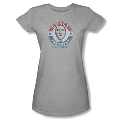 Three Stooges - Womens Curly For President T-Shirt In Heather