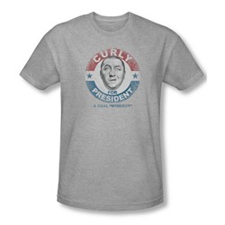 Three Stooges - Mens Curly For President T-Shirt In Heather