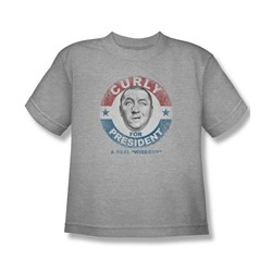 Three Stooges - Big Boys Curly For President T-Shirt In Heather