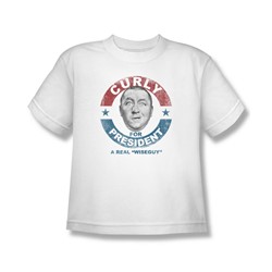 Three Stooges - Big Boys Curly For President T-Shirt In White