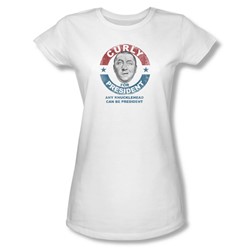 Three Stooges - Womens Curly For President T-Shirt In White