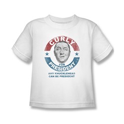 Three Stooges - Little Boys Curly For President T-Shirt In White