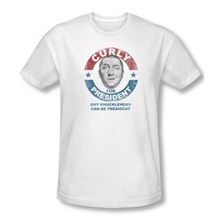 Three Stooges - Mens Curly For President T-Shirt In White