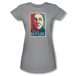 Three Stooges - Womens Nyuk T-Shirt In Silver