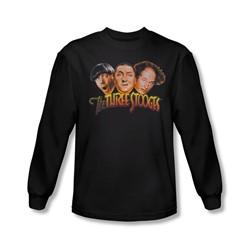 Three Stooges - Mens Three Head Logo Long Sleeve Shirt In Black